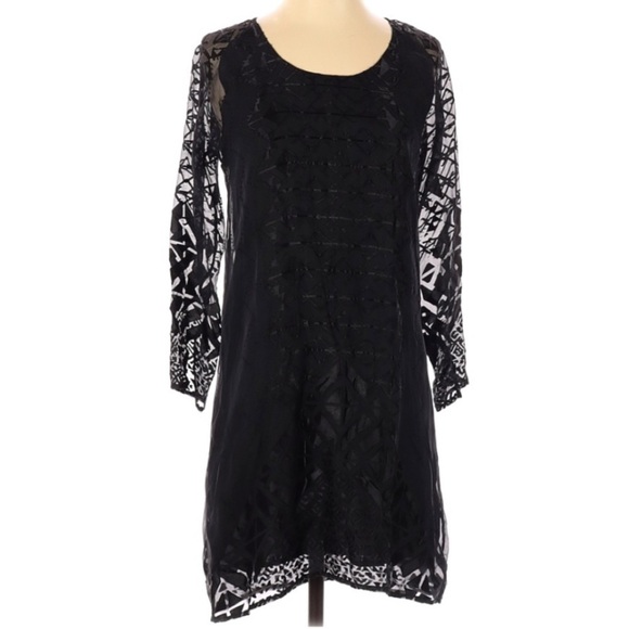 Tt Collection Black Long Sleeve Silk Rayon Dress Size  XS Made in Los Angeles - Picture 1 of 9